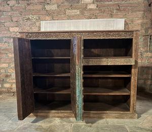 Armoire de rangement en bois massif, meuble de cuisine en bois avec étagères et porte pour salle à manger, intérieur de maison - Product Image 1