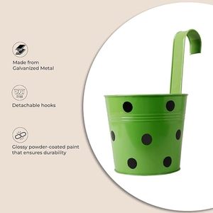 Pots de fleurs suspendus à pois colorés pour jardinières, pot de style dessin animé moderne avec plantes et fleurs vertes - Product Image 4