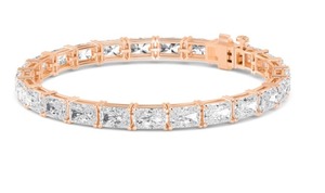 Pulsera de tenis de lujo de oro rosa de 9K con diamantes de laboratorio de corte radiante, 22.73 CTW - Product Image 2