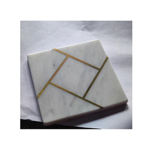 Sous-verres ronds en marbre écologiques, durables, lavables, en pierre naturelle pour table à manger moderne - Product Image 6