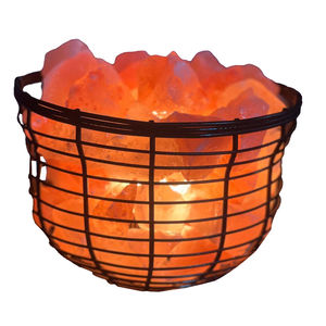 Lámpara de Sal Rosa del Himalaya Tallada a Mano, Ecológica, con Alimentación USB, con Cesta de Metal y Asa, Lámpara Nocturna Decorativa LED - Product Image 2