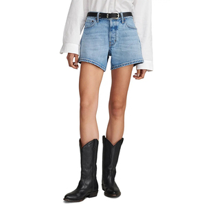 Wholesale 100% Cotton Ripped Mid Waist Distressed Acid Denim Shorts for Women Casual Skinny Fit with OEM Service - Product Image 1
