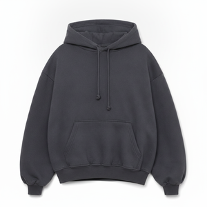 Sweat à capuche oversize gris anthracite pour homme, manches longues, cordon de serrage, col à capuche, en molleton de coton, streetwear - Product Image 4