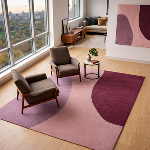Tapis moderne abstrait en laine/soie tissé à la main de qualité supérieure - Luxe, écologique, adapté aux animaux domestiques, réversible, pour salon, chambre, bureau - Product Image 3