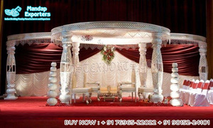 Mandap de mariage Royal, magnifique décoration d'intérieur sculptée en or des états-unis, Mandap de mariage abordable, décoration de mariage en or - Product Image 2