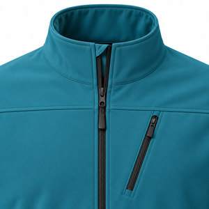 Men's Teal <b>Soft</b> <b>Shell</b> Fleece <b>Jacket</b> Waterproof <b>Hooded</b> Stand Collar Zipper Front Sporty Winter Outerwear - Product Image 3