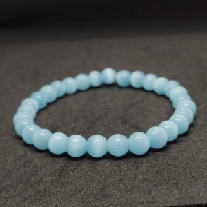 Trendy Aquamarine Beaded <b>Bracelet</b> for Women 18 cm Strand Light Blue Gemstone <b>Beads</b> Polished - Product Image 1