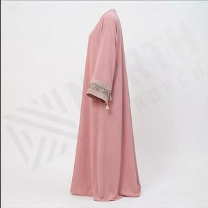 Abaya Islámica de Manga Larga para Mujer, de Alta Calidad, Modesta, Informal, Transpirable, de Poliéster, con Cuello en V, Largo hasta el Tobillo - Product Image 3