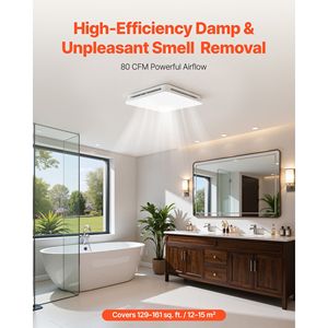 Ventilatore da soffitto premium con luce LED 4000K, 80 CFM, motore silenzioso da 1,5 Sones, per bagno e lavanderia - Product Image 4