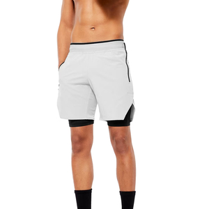 Shorts de sport pour hommes en toile 100 % coton, respirants et à séchage rapide, style urbain, couleur unie, taille élastique personnalisable - Product Image 1