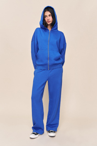 Conjunto de Sudadera con Capucha y Pantalones Deportivos para Mujer, Talla Grande, Personalizado, de Alta Calidad, en Felpa de Algodón, con Bordado y Cierre de Cremallera de un Cuarto, Hombros Caídos - Product Image 4