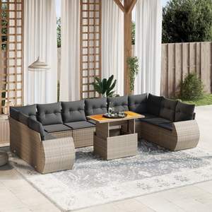 Conjunto de Sofá de Jardín de Ratán PE Gris con Patas Ajustables Grandes - Product Image 1