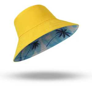 Unisex Orange <b>Bucket</b> <b>Hat</b> Tropical Print <b>Reversible</b> Polyester Beach Summer Casual Adult <b>Hat</b> - Product Image 2