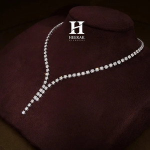 Collar de Diamantes en Forma de Y de Lujo, Chapado en Oro Blanco de 14K, con Diamantes Cultivados en Laboratorio, Collar de Tenis con Colgante para Mujer, Regalo de Joyería para Boda - Product Image 1