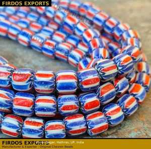 Wholesale Glass Chevron <b>Beads</b> 5 Colors <b>Red</b> Blue Yellow White Striped Kalinga African Bulk - Product Image 4