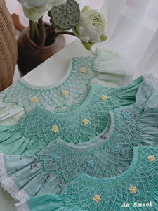 Vestido de Bebé Hecho a Mano en Vietnam, OEM, Lino Ahumado, Corte Holgado y Cómodo, Estampado Floral y Animal, Personalizado - Product Image 3