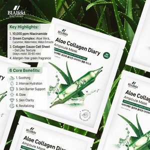 Masque en tissu professionnel BIAIfekt Aloe Collagen Ampoule Gauze 30 jours Apaisant Anti-âge Hydratant Éclaircissant Exfoliant - Product Image 6