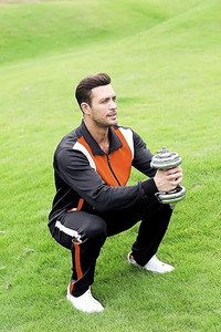 "Men's Color block Tracksuit Orange, Black, and <b>White</b> Full <b>Zip</b> Jacket & Matching Jogger Pants Athletic Warm-<b>Up</b> Set" - Product Image 6