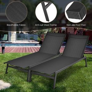 <b>Outdoor</b> <b>Reclining</b> 6-Position Adjustable Back Chaise Lounge Chair for Sun Lounging - Product Image 4