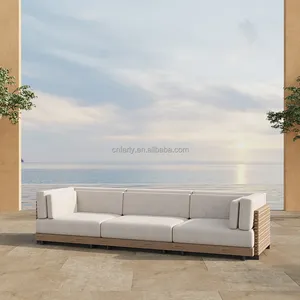 Luxe Outdoor Teak Tuinmeubelen Sofa Sectionele Diepe Zitplaatsen Massief Hout Teak Sofa Set