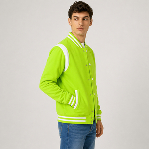 Classic <b>Long</b> Canvas Varsity <b>Jacket</b> Athletic Inspired Design Waterproof Breathable Comfortable Warmth for Casual Streetwear - Product Image 4