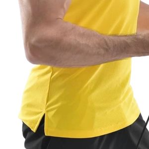 Men <b>Yellow</b> Sleeveless Gym Tank <b>Top</b> Racerback Workout <b>Vest</b> Breathable Muscle Fit Fitness Gym Sportswear Apparel OEM Factory - Product Image 3