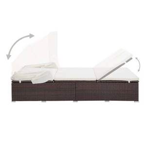 Grand lit de soleil en rotin PE marron avec accoudoirs réglables, confortable et ergonomique - Product Image 6