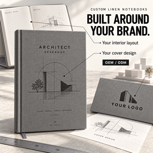 LABON Custom Architect Deskbook Slate Grey Bookcloth Notebook Modernist Blueprint <strong>Project</strong> <strong>Planner</strong> - Product Image 1