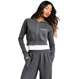 Women Cropped Quarter <b>Zip</b> Tracksuit Set High Neck Sweatshirt Wide Leg <b>Trousers</b> Contrast Hem Casual Two Piece Outfit Wholesale We - Product Image 3