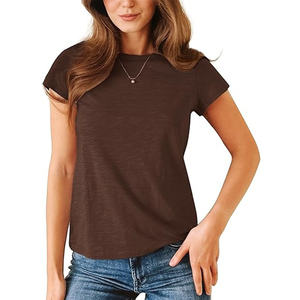 Camiseta de algodón lisa de alta calidad para mujer - Product Image 1