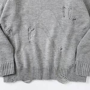 Suéter Casual Holgado de Punto para Hombre, Cómodo, 100% Algodón, Transpirable, de Alta Calidad, Estilo Desgastado, Personalizado - Product Image 5