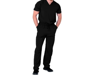 Ensemble de blouses médicales noires pour femmes, manches courtes, en coton tricoté, pantalon d'uniforme d'hôpital, tenue de travail médicale décontractée, vente chaude - Product Image 4