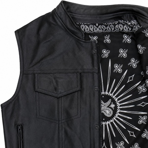Chaleco de Motociclista Personalizado para Hombre, de Cuero Vacuno Genuino, Cuello Alto, Sin Mangas, Fabricante OEM ODM - Product Image 6