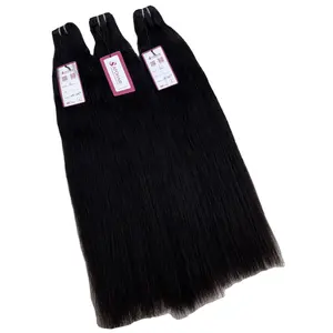 Wholesale Supplier Natural Black Color Machine Weft Human Hair Extensions Yaki Straight Machine Weft Human Hair Extensions