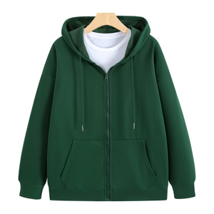 Unisex Cream Hooded Zip-Up Sweatshirt Oversized Fit Solid Color Casual Knitted Cotton Autumn Wear2027 - Product Image 5