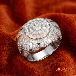 Men's 925 Sterling Silver Iced Out Shield <b>Ring</b> Full Baguette CZ Cluster Hexagon <b>Dome</b> <b>Ring</b> Hip Hop Jewelry White Gold Finish - Product Image 4