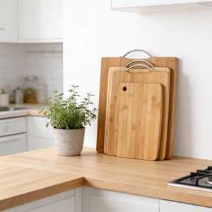 Planche à découper en bambou avec poignée, grande planche à découper rectangulaire pour la cuisine - Product Image 2