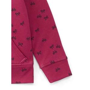 Relevo Hooded Zip-Up <b>Sweatshirt</b> <b>Pink</b> Bow Print Regular Fit Unisex Casual Autumn Wear - Product Image 5