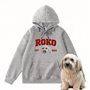 Felpe e Maglioni ODM Invernali in Cotone 100% con Cappuccio, Personalizzabili con Nome dell'Animale Ricamato, Cuore e Design del Volto dell'Animale - Product Image 5