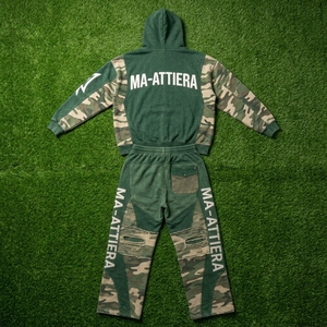 Conjunto de Sudadera con Capucha y Pantalones de Chándal para Hombre, Camuflaje Verde Beige, con Detalles de Paneles, Ajuste Holgado, Estilo Urbano, Personalizado, OEM, ODM, Venta al por Mayor - Product Image 6
