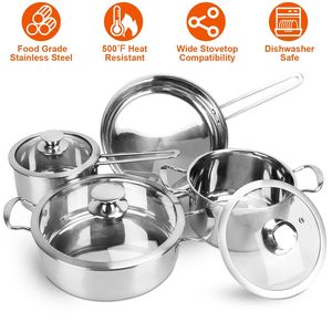 Stainless Steel Cookware Set Fast Heating Induction Pots and Pans Dishwasher Safe 2.7/3.7 Quart Stockpot & 2 Quart Saucepans - Product Image 4