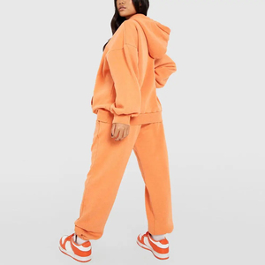 Survêtement décontracté à capuche pour femme, avec logo personnalisé, effet délavé, couleur unie, poids lourd, fabriqué en usine, pour l'extérieur, hiver, nouveau style - Product Image 2