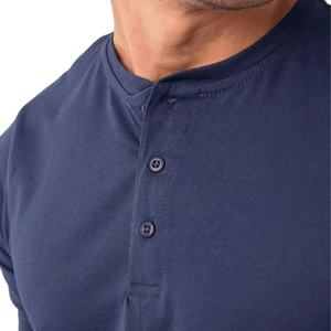 Wholesale Classic Half Button <b>T</b>-<b>Shirt</b> <b>for</b> <b>Men</b> Custom Short Sleeve O-Neck <b>Henley</b> Tri-Blend Tee Silk Screen Printed <b>Men's</b> <b>T</b>-<b>Shirt</b> - Product Image 2