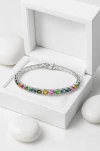 Natural Multi Color <b>Red</b> Ruby Luxury Tennis <b>Bracelet</b> 925 Sterling Silver for Women Handmade Party Anniversary Gift Jewelry - Product Image 5