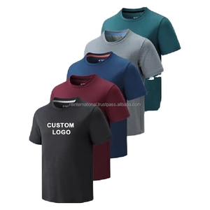 Custom <b>Logo</b> Men's Quick Dry Polyester T-Shirt Short Sleeve O-Neck Regular Fit Solid Color Casual Wear - Product Image 1
