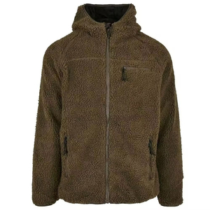 OEM Service Men Sherpa Fleece Hoodie Full <b>Zip</b> Sherpa Lined Faux Fur <b>Jacket</b> <b>Zip</b> <b>Up</b> Hooded Sweatshirt for Autumn Winter - Product Image 1