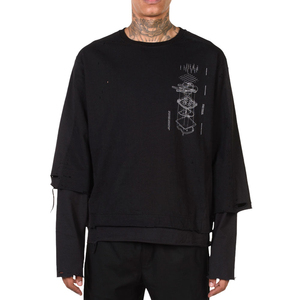 เสื้อยืดพิมพ์ลายแขนยาวคุณภาพสูงทรงโอเวอร์ไซส์สำหรับผู้ชาย ผ้าฝ้ายสองชั้น แขนยาวสองชั้น - Product Image 1