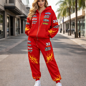 Conjuntos Deportivos Unisex Inspirados en Pilotos de Carreras, Cortavientos, Transpirables, de Forro Polar, Sudadera con Capucha, Ropa Deportiva de Invierno - Product Image 1