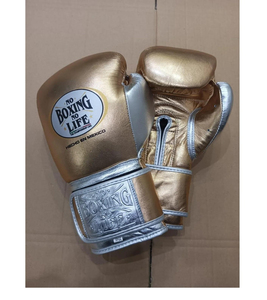 Gants de boxe en cuir dorés et argentés, à lacets, sans sangle, ajustables et respirants, pour adultes – Équipement de boxe - Product Image 6