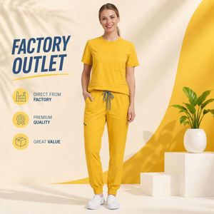 Conjuntos de Uniformes Médicos 2026 con Cuello Redondo, Múltiples Bolsillos, Camisetas de Manga Corta Elásticas para Enfermeras y Doctores (Directo de Fábrica) - Product Image 1